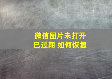 微信图片未打开已过期 如何恢复